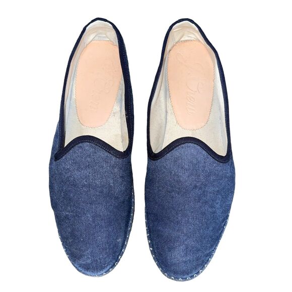 J. Crew Flats Denim Slip On Shoes Venetian Canvas Loafer - Picture 3 of 9